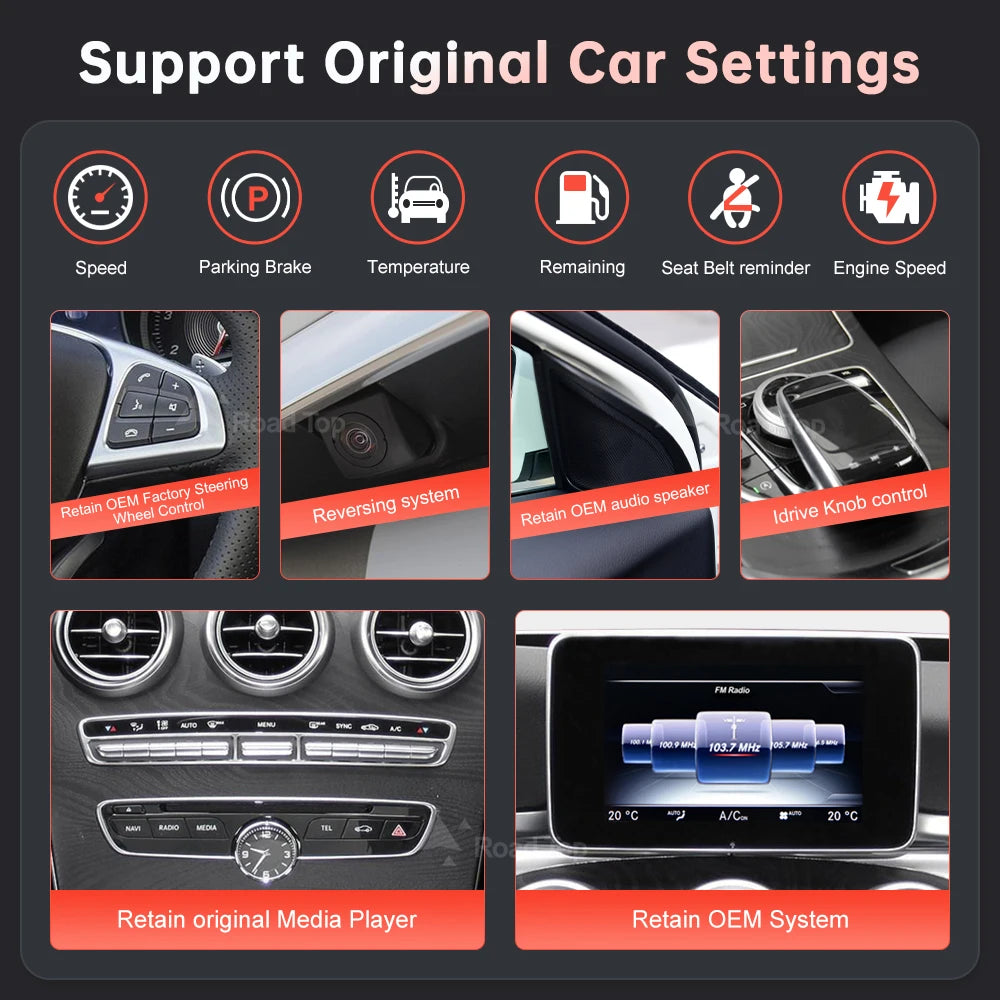 Multimedia Screen Wireless CarPlay Android Auto for Mercedes-Benz W205 W176 GLC A C V Class W447 CLA GLA 2015-2018 NTG5.0