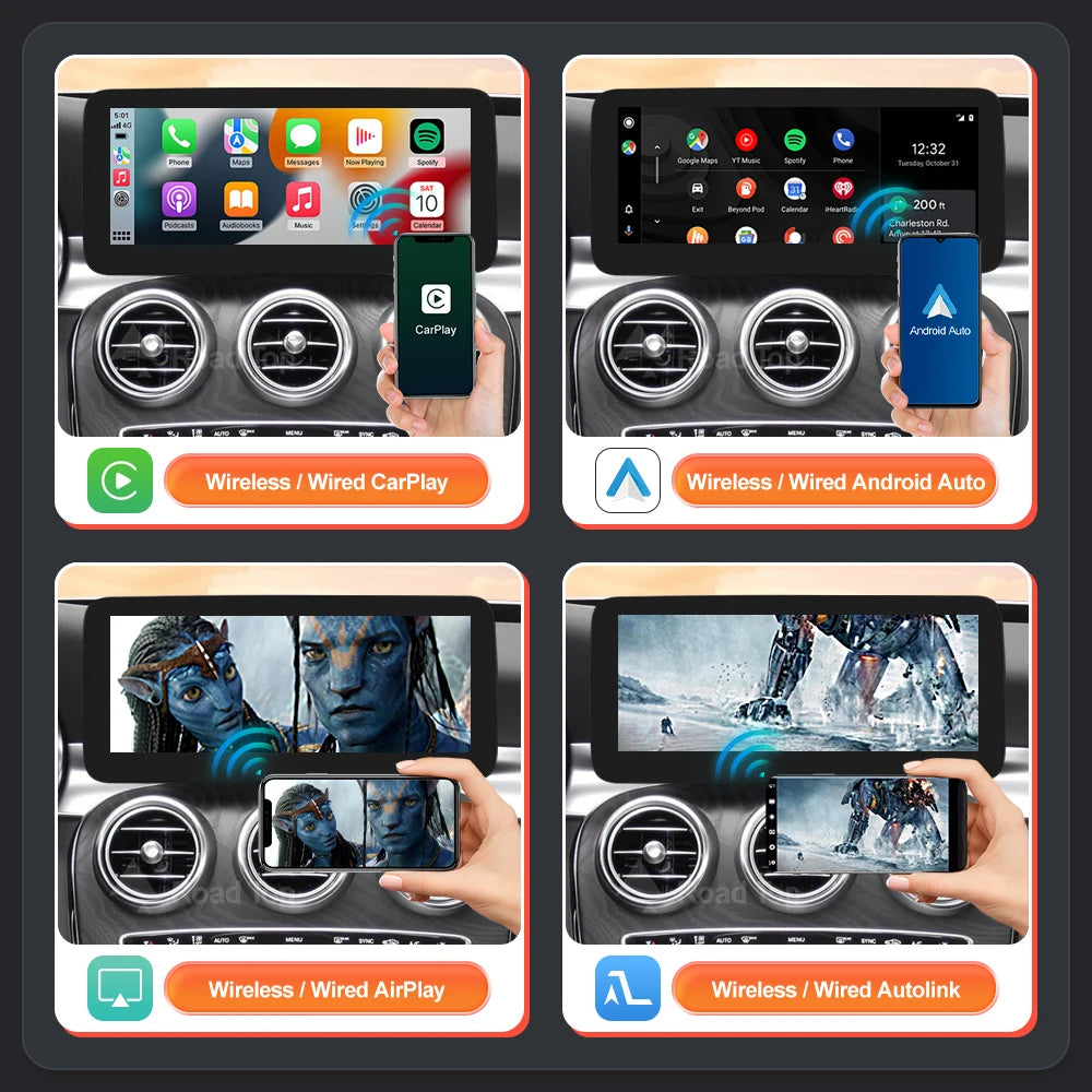 Multimedia Screen Wireless CarPlay Android Auto for Mercedes-Benz W205 W176 GLC A C V Class W447 CLA GLA 2015-2018 NTG5.0