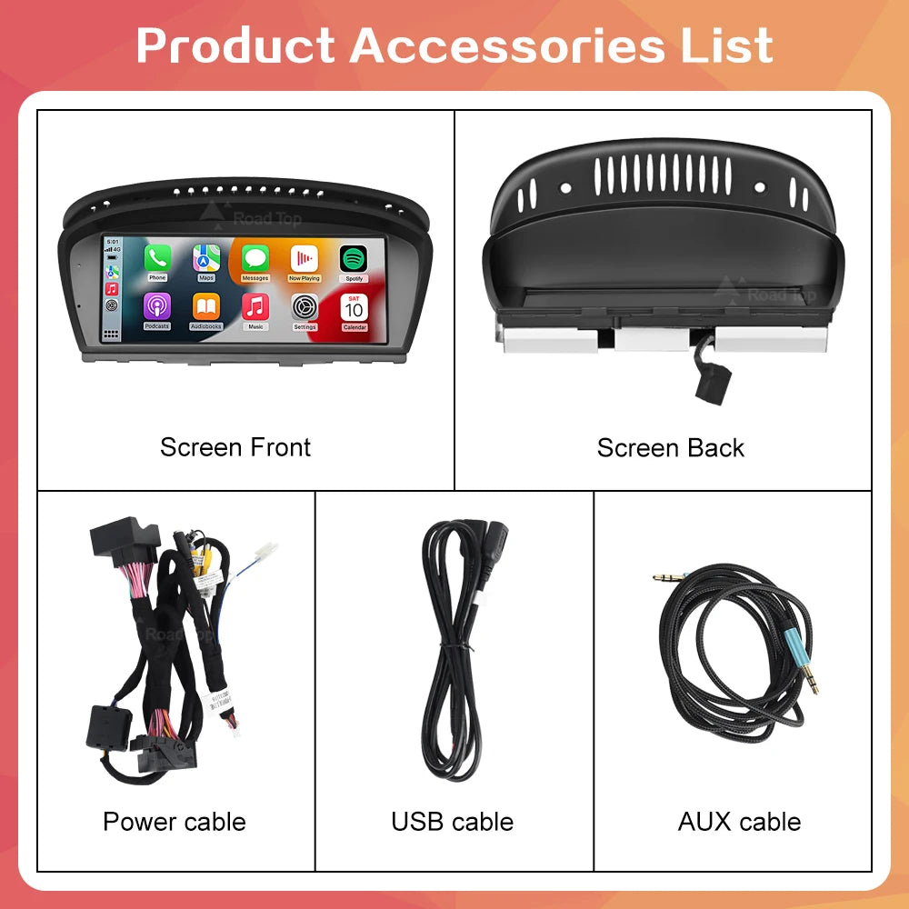 8.8"1920*720 Wireless CarPlay Android Auto Car Multimedia Display for BMW 3 Series E90 E91 E92 E93 5 Series E60 E61 Touch Screen