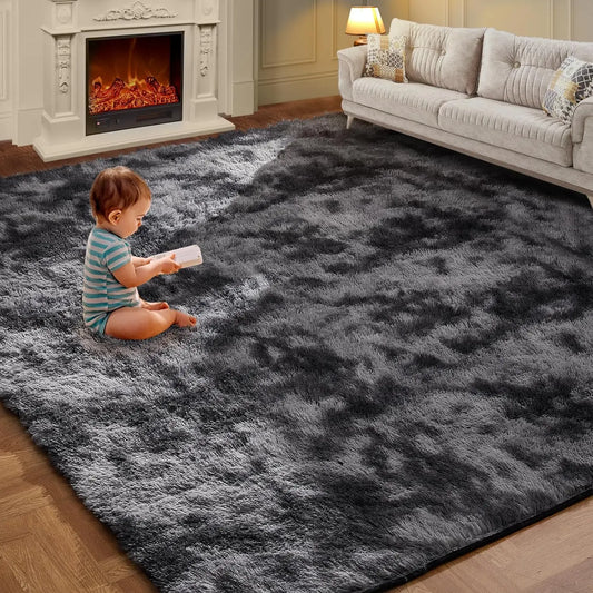 Tie-Dye Plush Carpet Living Room Decoration Soft Fluffy Home Mat Children's Room Baby Crawling Non-Slip Blanket