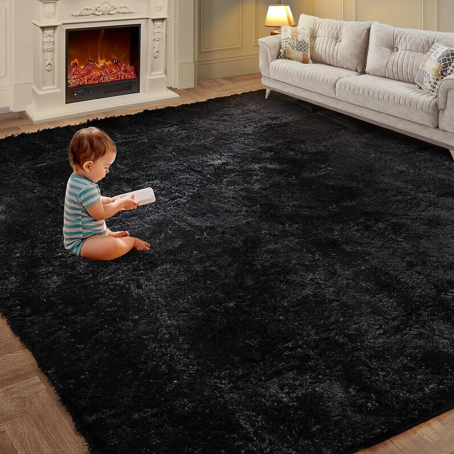 Tie-Dye Plush Carpet Living Room Decoration Soft Fluffy Home Mat Children's Room Baby Crawling Non-Slip Blanket