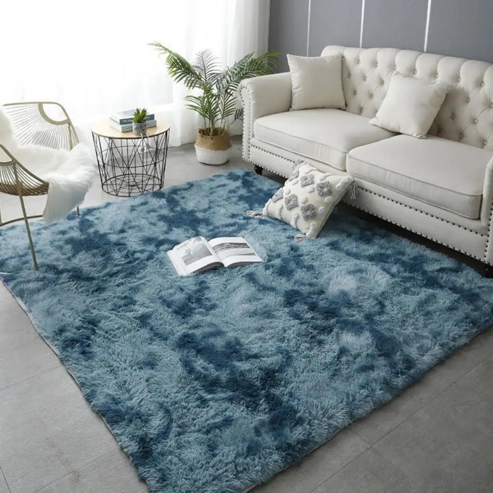 Tie-Dye Plush Carpet Living Room Decoration Soft Fluffy Home Mat Children's Room Baby Crawling Non-Slip Blanket