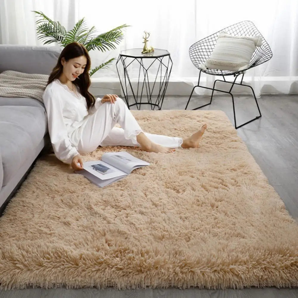 Tie-Dye Plush Carpet Living Room Decoration Soft Fluffy Home Mat Children's Room Baby Crawling Non-Slip Blanket