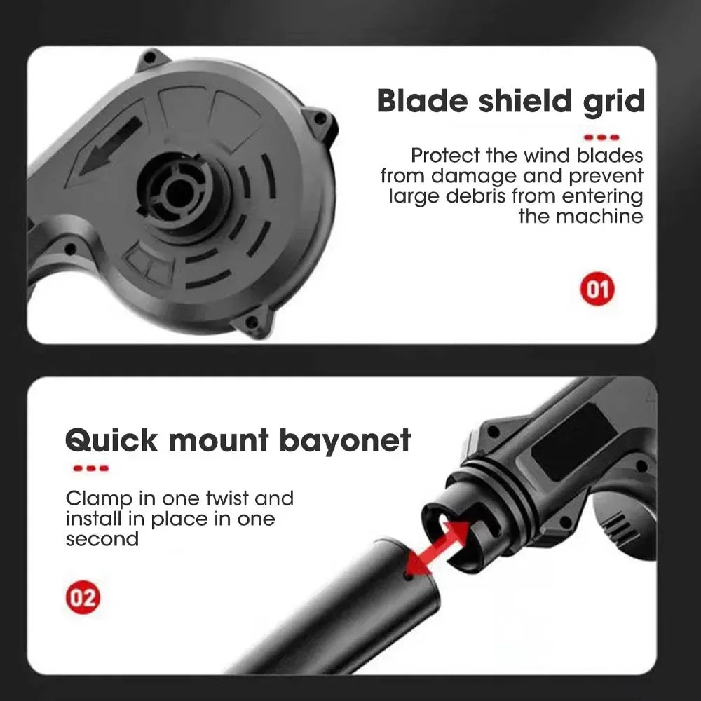 111-240V cordless electric blower and suction blade 2-in-1 computer dust collector, compatible with Makita battery power tools