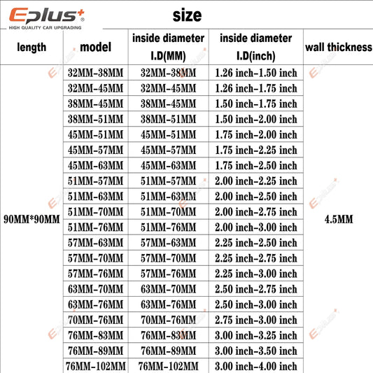 EPLUS Universal Silicone Tubing Hose 90 Degrees big to small Connector Car Intercooler Turbo Intake Pipe Coupler Black Multi Siz