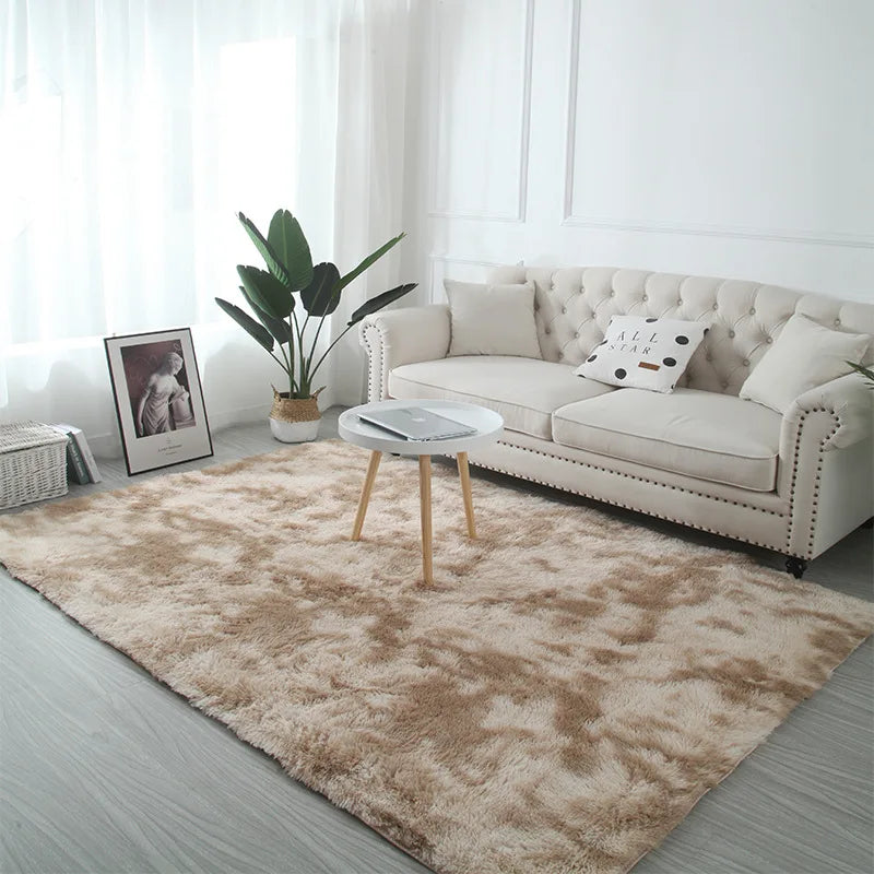 Tie-Dye Plush Carpet Living Room Decoration Soft Fluffy Home Mat Children's Room Baby Crawling Non-Slip Blanket