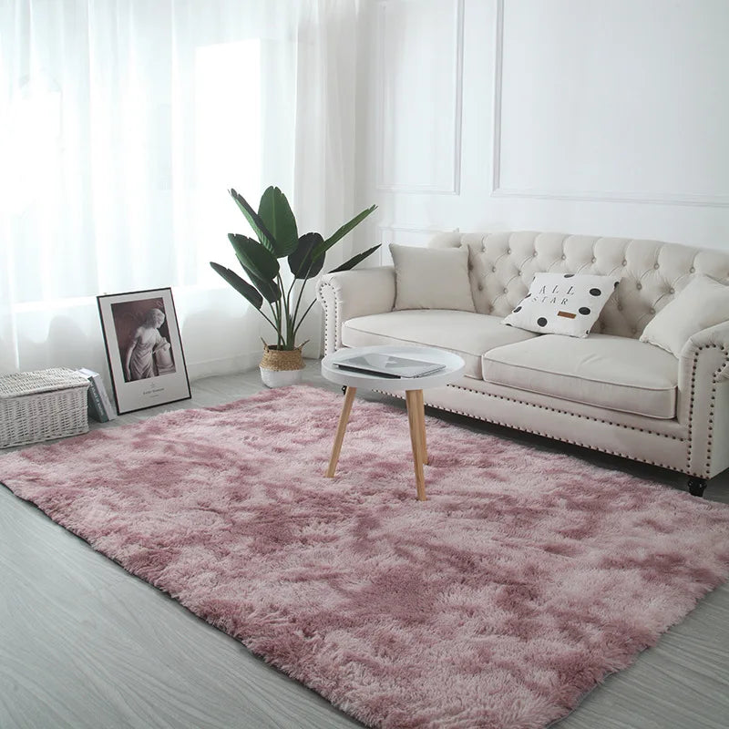 Tie-Dye Plush Carpet Living Room Decoration Soft Fluffy Home Mat Children's Room Baby Crawling Non-Slip Blanket