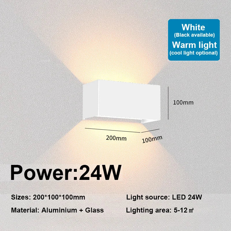 modern wall light 12W 24W IP65 waterproof LED lamps indoor outdoor wall sconce living room porch bedroom wall lamp
